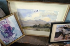 0355-Countryside-Watercolour-and-2-Horse-Pictures