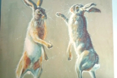 0357-Large-Canvas-of-Boxing-Hares