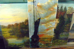 0318-3-Oil-Paintings-Sailing-Boat-Street-Scene-Rural-Scene