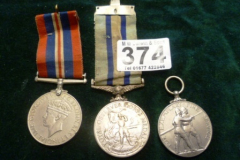 0374-3-Medals-Observer-Corps-R-Tate-Fire-Service-Cecil-J-H-Dibnah-1939-45-Medal