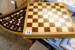 054-Inlaid-Wood-Chess-Board-with-Integral-Drawer-with-Pieces
