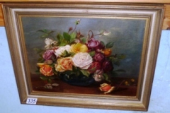 335-Frame-Oil-on-Board-Painting-of-Roses