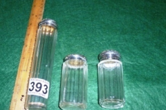 393-Three-Silver-Top-Ribbed-Glass-Jars