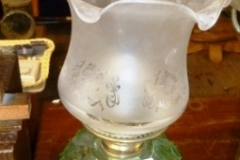 051-Brass-and-Green-Glass-Base-Oil-Lamp