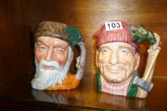 103-2-Royal-Doulton-Toby-Jugs-Robinson-Crusoe-Lumberjack