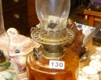 130-Brass-Base-and-Amber-Glass-Oil-Lamp