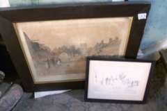 0313-Framed-1840-Print-of-Bedale-Market-Place
