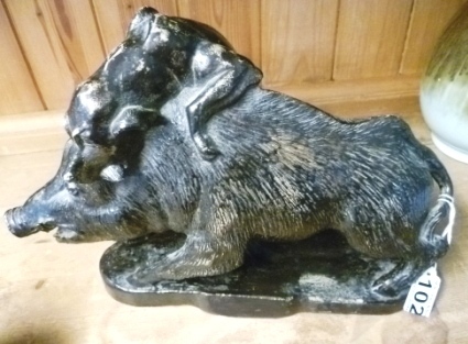 0102-Bronzed-French-Figure-of-Wild-Boar-and-Dog