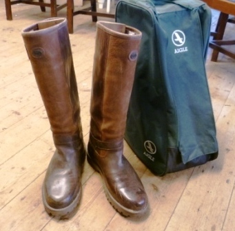 0246-Pair-of-Leather-Le-Chameau-Boots-in-Case-Size-11-with-Wooden-Trees