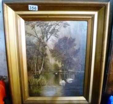 0356-Gilt-Framed-River-Scene-with-Swans