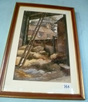 0364-Watercolour-of-Farmyard-by-Alan-S-Holt-1950