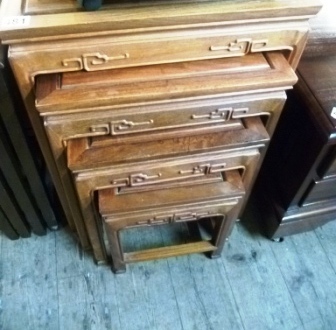 0481-Nest-of-4-Carved-Top-Tables