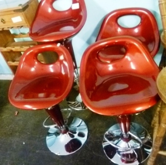 0513-Set-of-4-Red-Adjustable-Bar-Stools