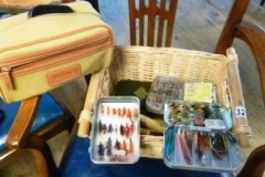 0328-Assorted-Fishing-Bags-inc-Barbour-with-Collection-of-Fishing-Flies